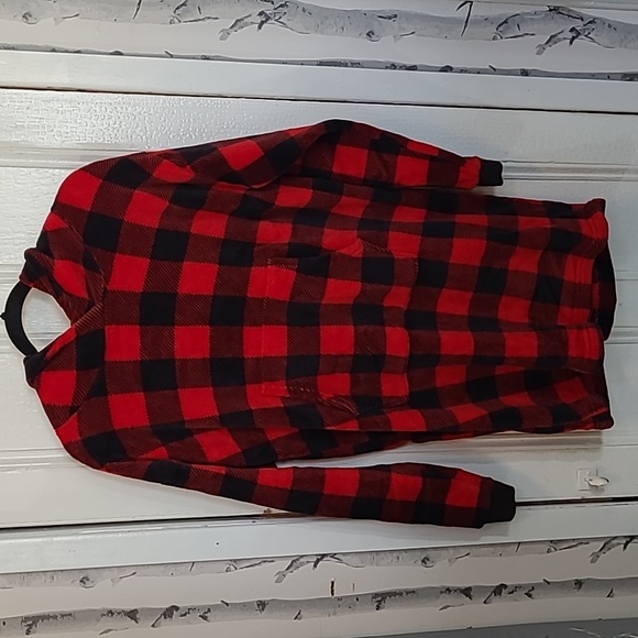 Buffalo Plaid Long Sweater - Muff Pocket - Large - Picture 1 of 6
